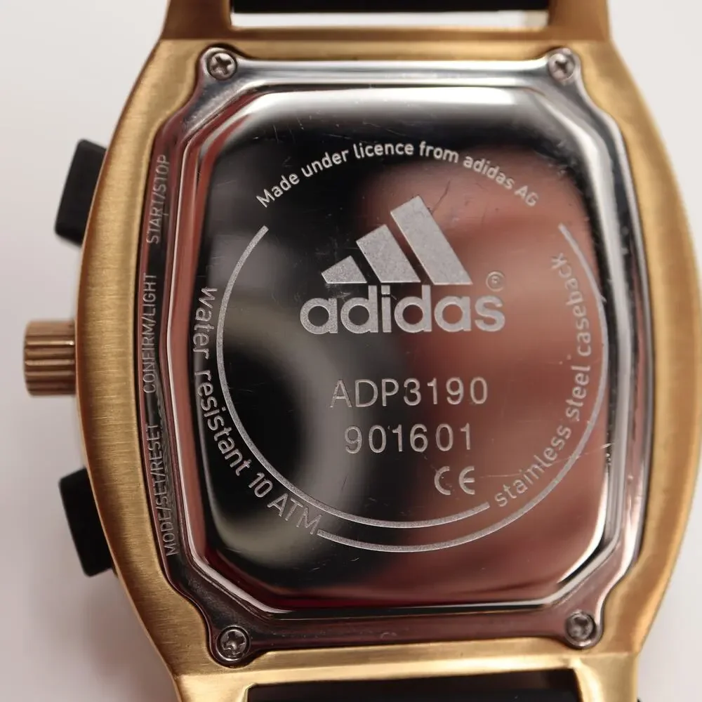 Adidas Sport Mens 42mm Gold Black Tone Digital Watch Running Track w New Battery